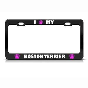  Boston Terrier Paw Love Pet Dog Metal License Plate Frame 