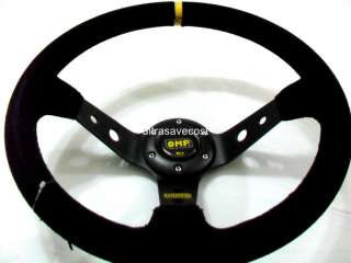 350mm Rally 4 Deep Dish Black Suede Steering Wheel  