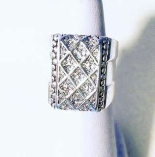 MICHAEL DAWKINS Vintage SS Wide Shank Diamond Ring SZ 6  