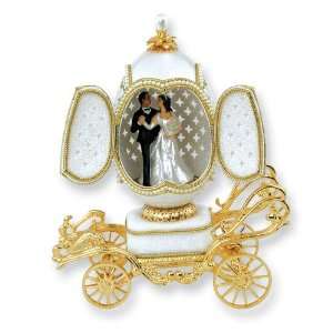   Hispanic Bride and Groom Carriage Musical Goose Egg Jewelry