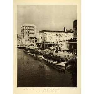   River Seine Tour Boats Tourist   Original Halftone Print Home