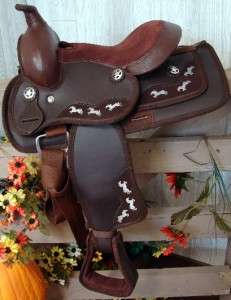 Brown Synthetic Western kid PONY Saddle 12 Horse Tape  