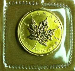 Canadian Maple Leaf 1/10 oz. $5 Uncirculated GOLD Coin    NICE  