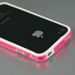  [Total 33Colors]White + transparent pink Bumper Case for 