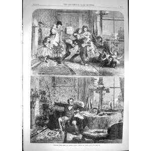   1867 Christmas Family Home Children Games Lonely Man