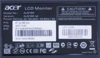 Repair Kit, Acer AL2216W, LCD Monitor, Capacitors 729440707187  