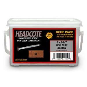 Deck Screw 8 X 2 1/2 WARM GRAY HEADCOTE TRIM HEAD SCREW 350/TUB 