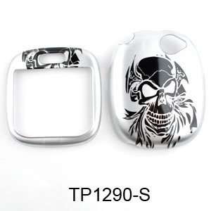  Kin One Transparent Design, Black Skull Tatoo on Silver Hard Case 