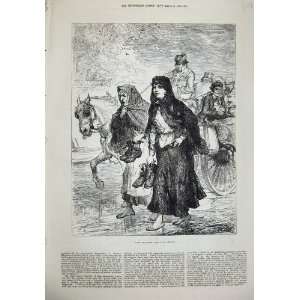   1880 Ireland Men Woman Horse Coach Road Church Print