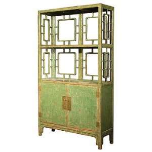  Chinese 2dr Shelf Crackled Green