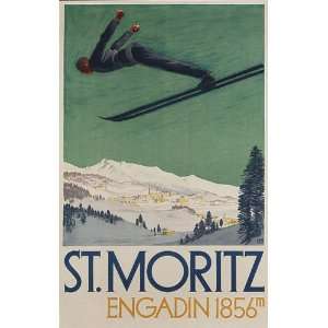  ST. MORITZ ENGADIN SWITZERLAND JUMPING SKI SKIING WINTER 