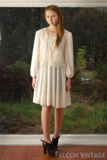   Ivory Floral Lace Pearl Secretary Career Mini Dress Medium/M  