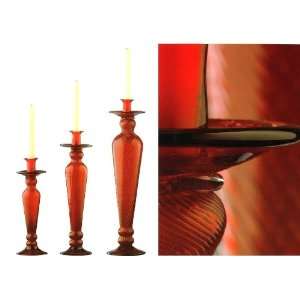  Poppy Red Candle Holders   Set of 3