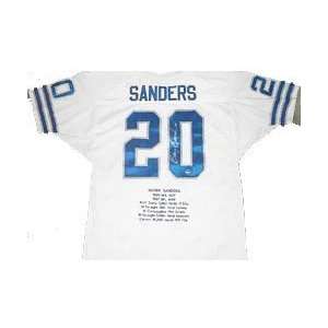  Barry Sanders Autographed Embroidered Custom Stat White 