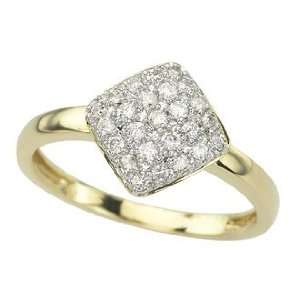  Square Shaped 14K Yellow Gold 0.25cttw Pave Round Diamond 