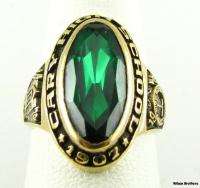 CARY High School CLASS RING 10k Yellow Gold Green Stone  