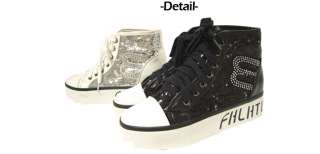   sneakers platform wedge sparkle glitter laceup shoes black silver