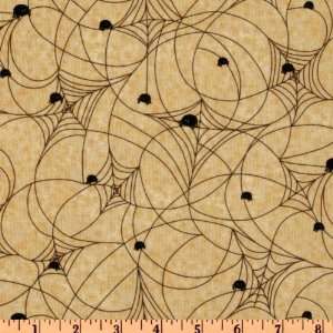  44 Wide Happy Haunters Spiderwebs Tan Fabric By The Yard 