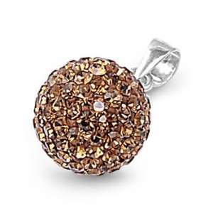  Sterling Silver & Smoked Topaz CZ Sphere Pendant Jewelry