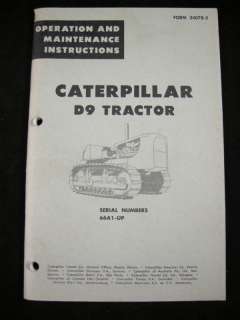 CAT CATERPILLAR D9 Tractor Dozer 66A Operation Operators Maintenance 