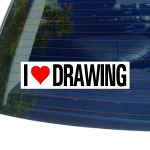  I Love Heart DRAWING   Window Bumper Sticker Automotive