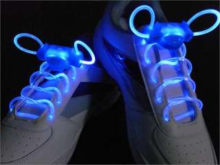 LED Magically Flashing Light Up Shoelaces Rainbow BLUE  