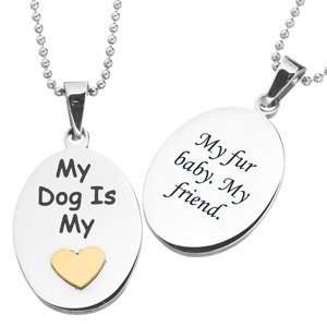  My Dog Is My Heart Engraved Stainless Steel Pet Pendant 