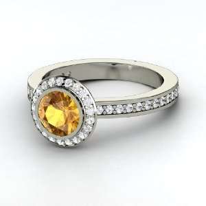  Roxanne Ring, Round Citrine Sterling Silver Ring with 