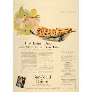 1922 Ad Sun Maid Raisins California Fruit G E Ruttan Tennis Bread 