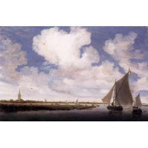   Salomon van Ruysdael   24 x 16 inches   Sailboats o