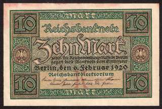 GERMANY 10 mark 1920 crisp a UNC  