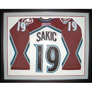 Joe Sakic Colorado Avalanche Framed Autographed White Jersey  