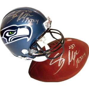  Shaun Alexander Seattle Seahawks Autographed Football and 