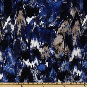  44 Wide Silk Crepe De Chine Waterfall Blue/Grey Fabric 