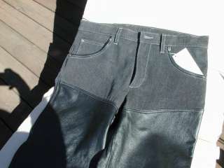 Mens Deerskin Leather Chap Jeans Motorcycle Biker Design Black Lined 