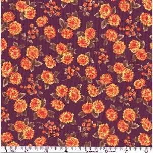  45 Wide Arbor Hill Small Mums Purple Fabric By The Yard 