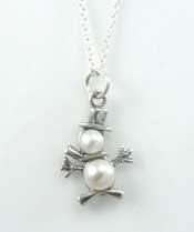 Sterling Silver Pearl Snowman Necklace 18   Choose  