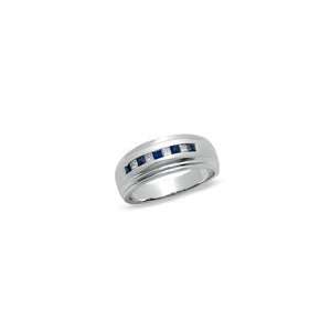   and Sapphire Band in 14K White Gold Mens 1/4 CT. T.W. mns dia sol rg