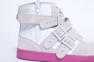   STRAIGHT JACKET WHITE MAGENTA HIGH TOP SNEAKERS SHOES SIZE 9  