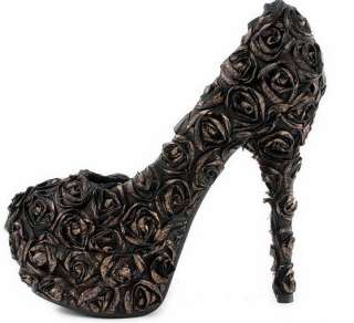 womens Platform High Heel Pumps Flower party Stage Shoes chocolate 