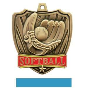  Custom Hasty Awards 2.5 Shield Softball Medals GOLD MEDAL 