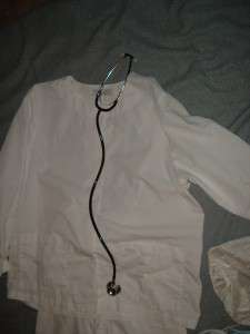 REAL OR Nurse Costume White Scrubs & Stethescope M   LG  