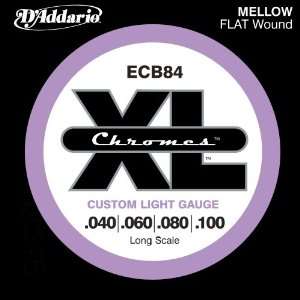  DAddario ECB84 Chromes Bass Guitar Strings, Custom Light 