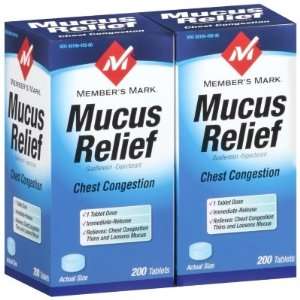  Members mark Mucus Relief, 400 Count   CASE PACK OF 4 