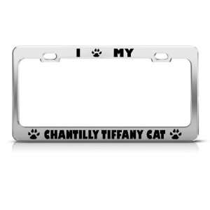  Chantilly/Tiffany Cat Chrome Metal license plate frame Tag 