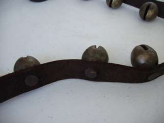   Horse Sleigh Bell on Leather Strap Long 76 w/ 25 Vintage Bells  