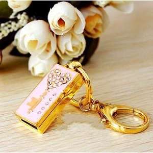  8GB Pink Crystal Diamond Heart Shape Key Style USB Flash 