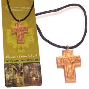  Jesus Name olive wood extra Smoothed necklace ( 1.2 inches 