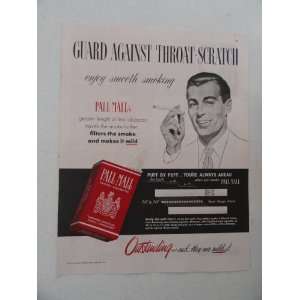  cigarettes, Vintage 40s full page print ad (man smoking cigarette 