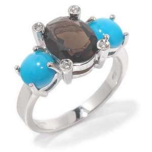    karat Gold with Smoky Topaz and Turquoise, form Band, weight 6 grams